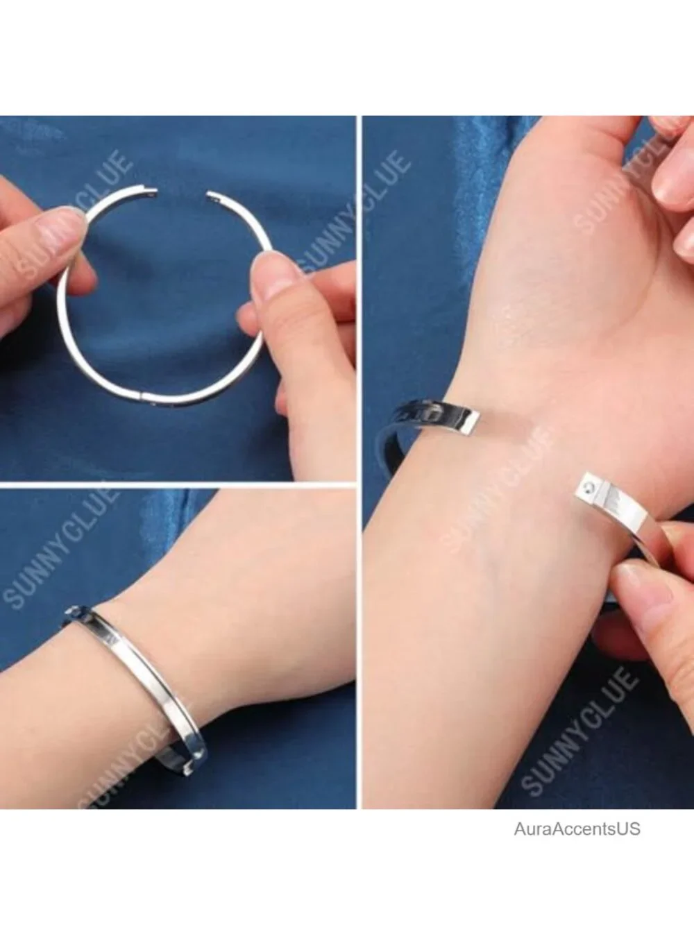 2PC Grooved Bangle Blanks Stainless Steel Hinged Cuff DIY Jewelry Making